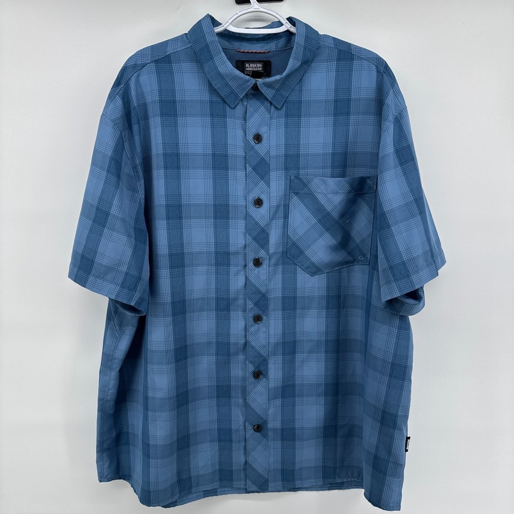 Alaskan Hardgear Shirt Mens XL Short Sleeve Blue Duluth Plaid Performance Vented